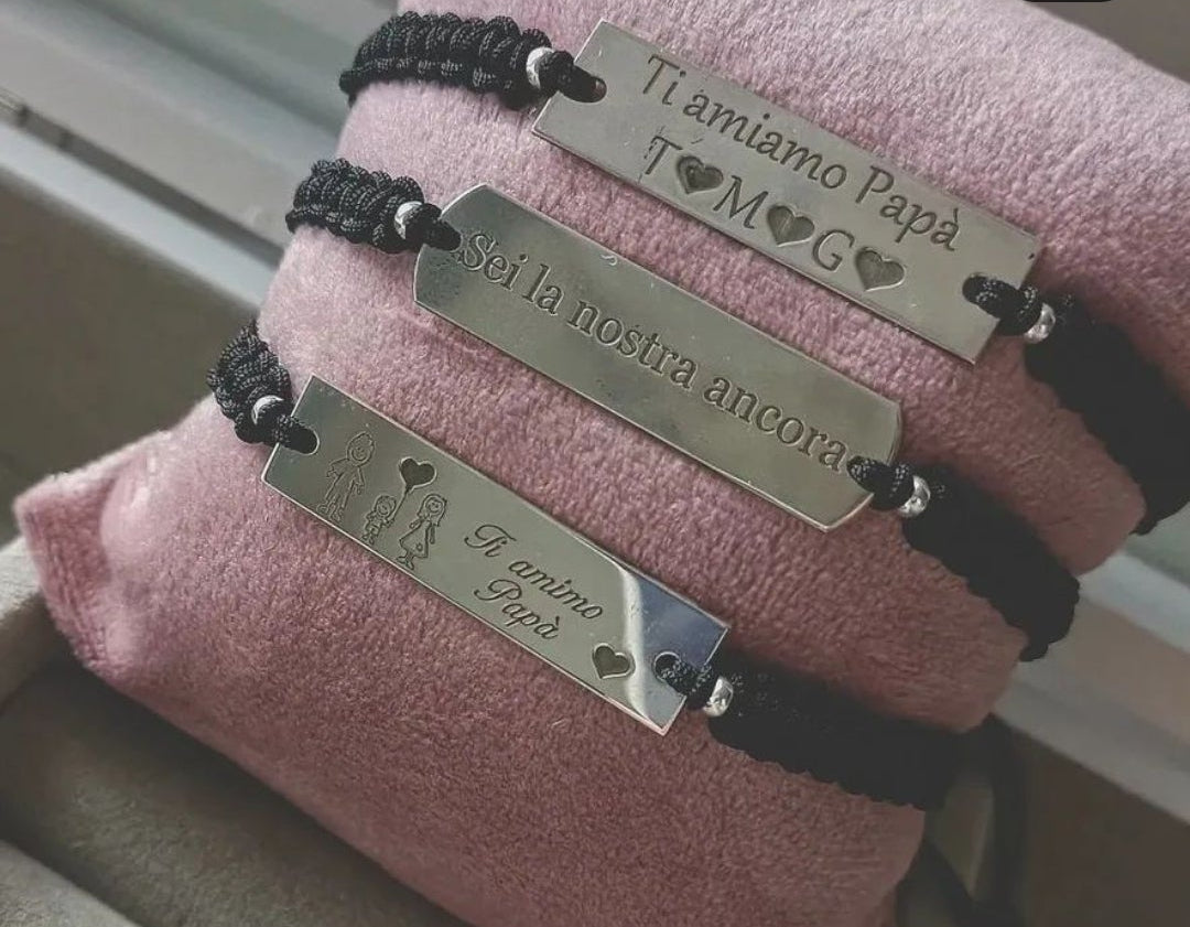 Bracciale unisex targhetta e cordino colorato