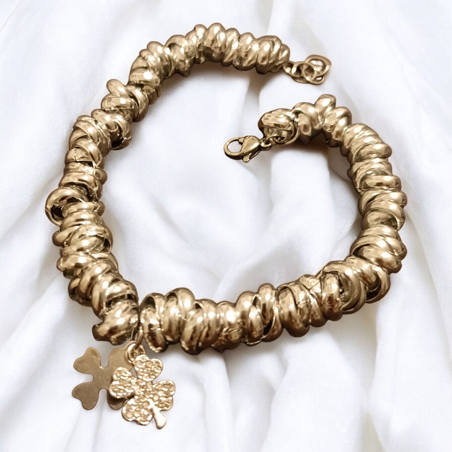 Bracciale nodini medi e quadrifogli