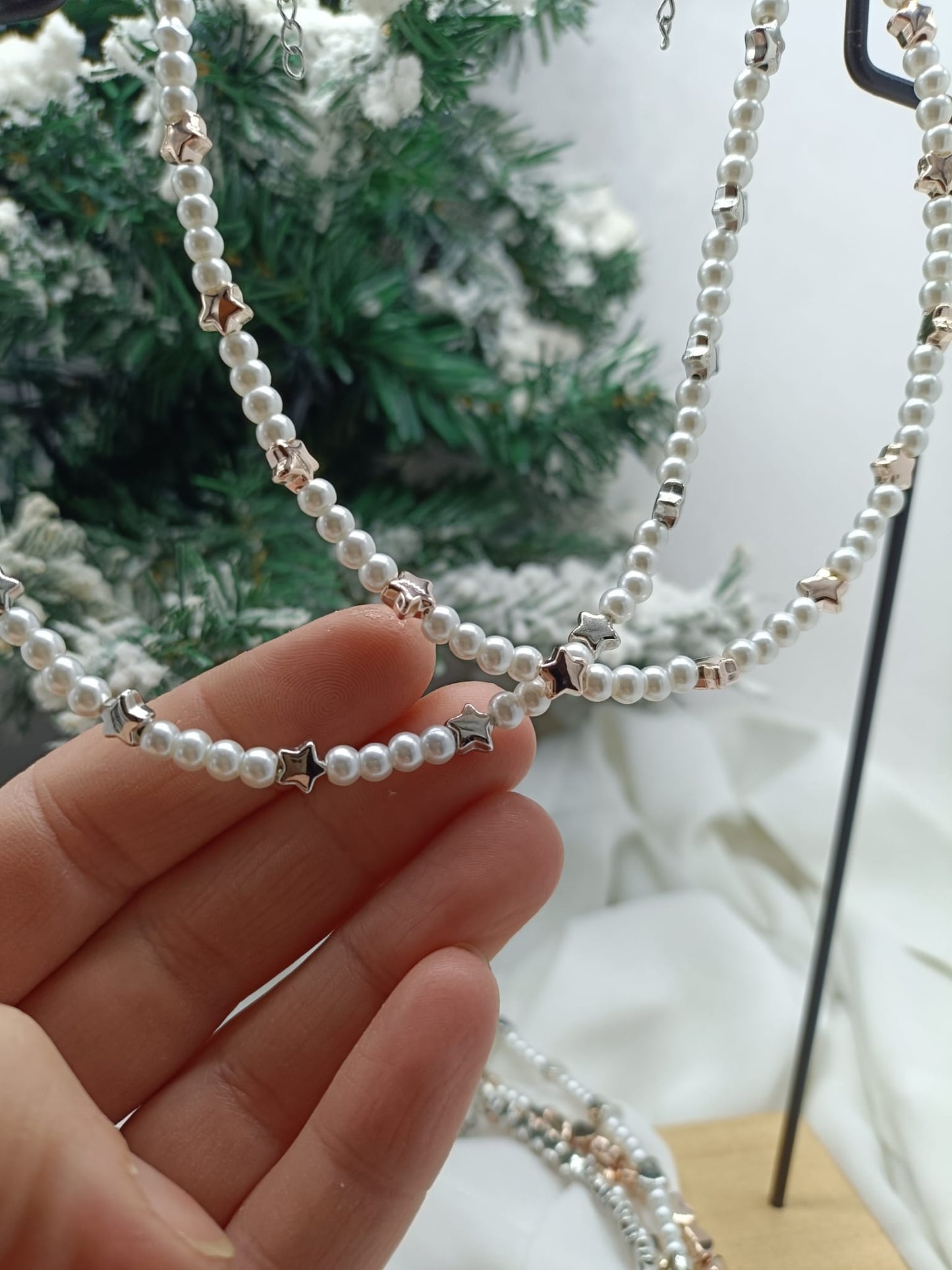 Collana perle di fiume con stelle