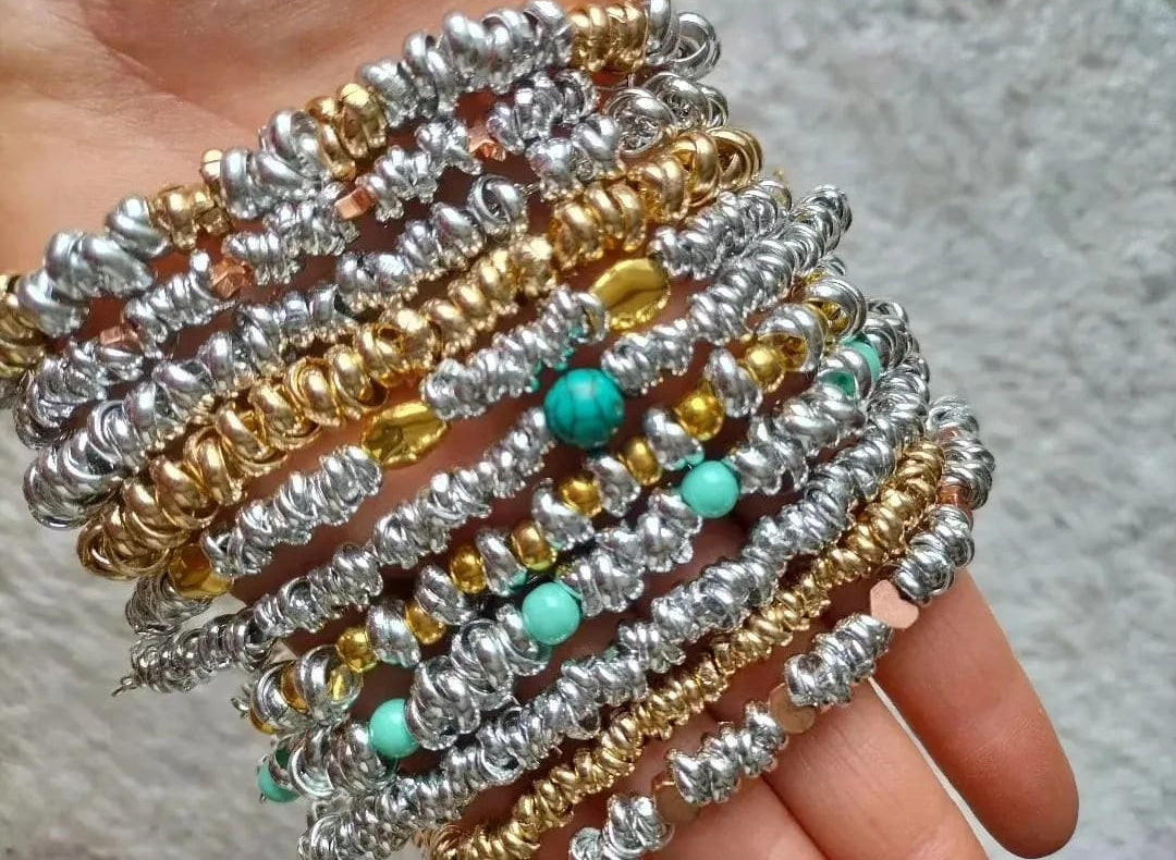 Bracciale nodini e sfera turchese