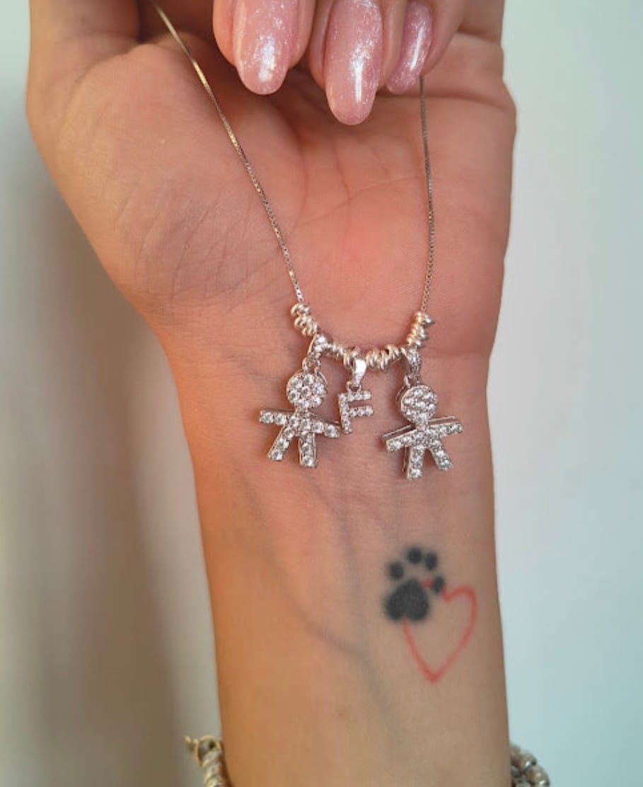 Collana doppio bebè swarovski e iniziale
