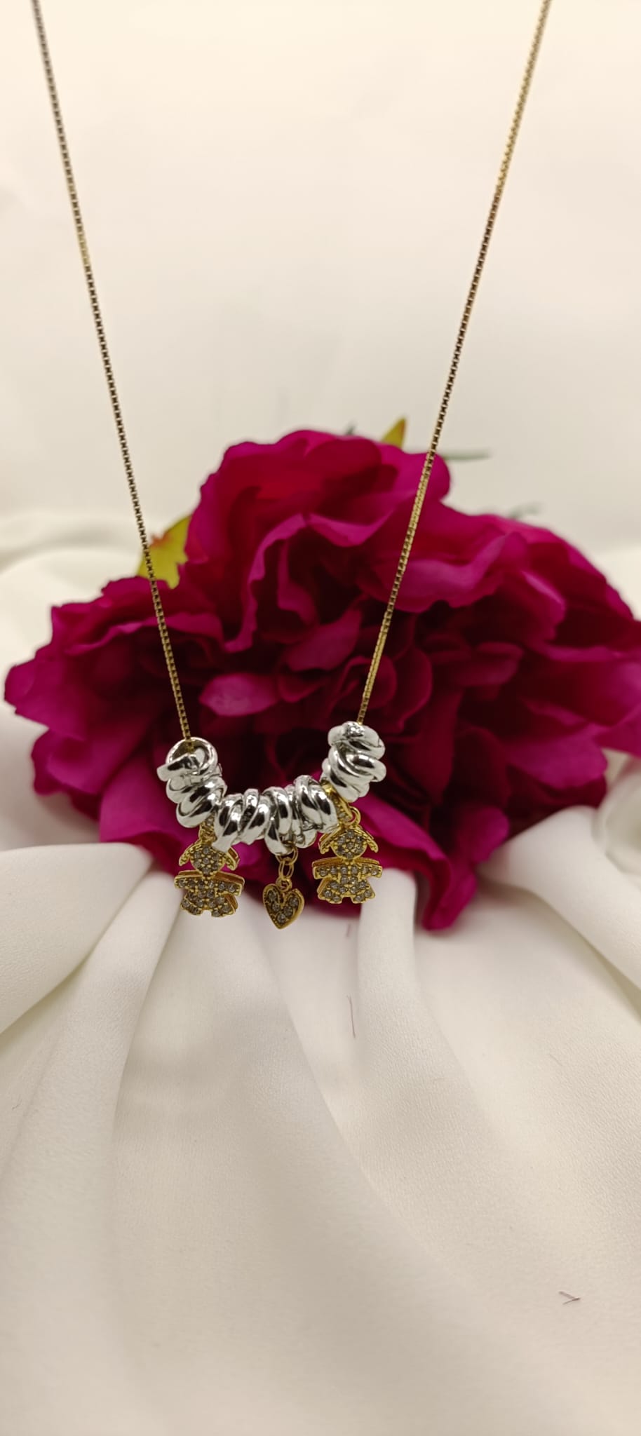 Collana doppio bebè e cuore