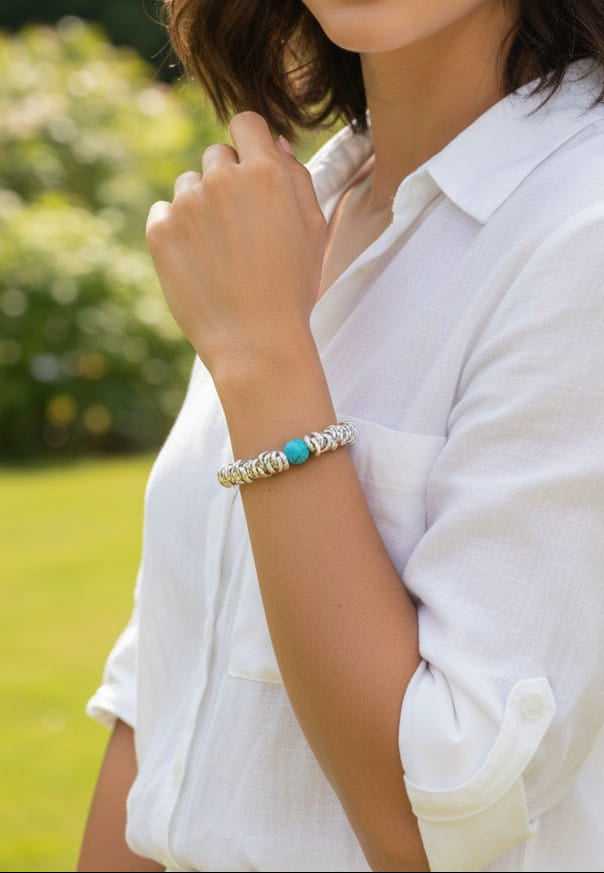 Bracciale nodini e pepita turchese