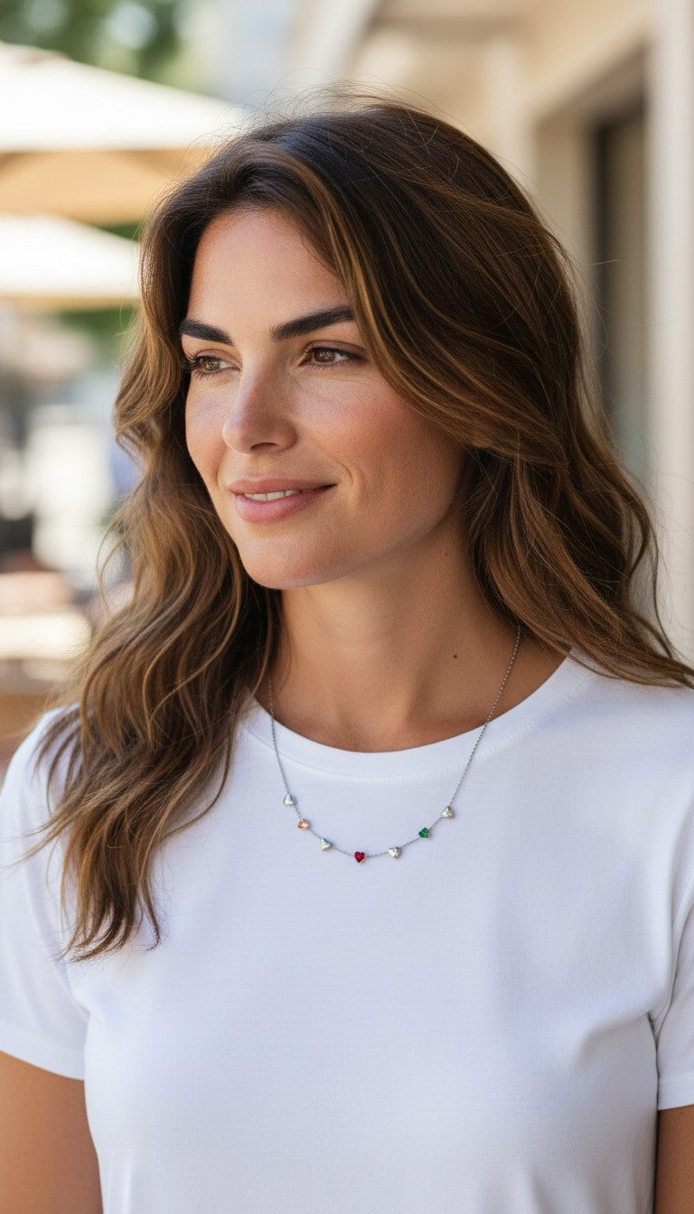 Collana cuori multicolore