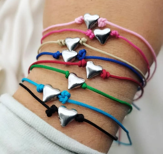 Bracciale cordino colorato e cuore