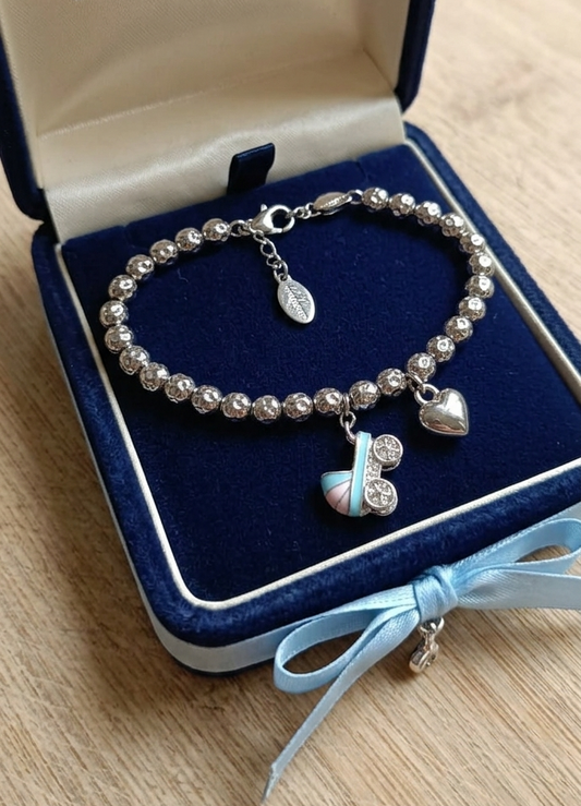 Bracciale granelli, carozzina e cuore