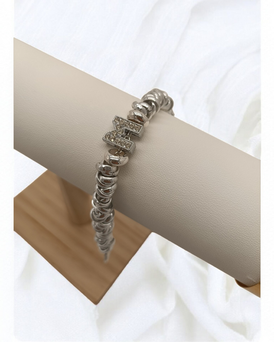 Bracciale nodini con iniziale swarovski
