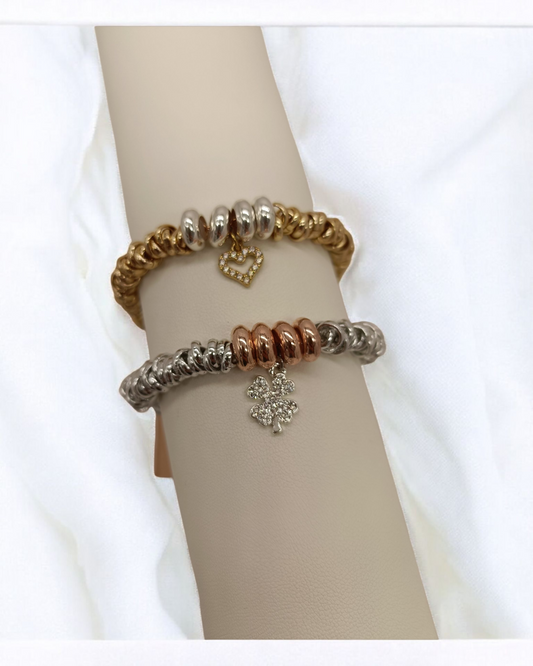 Bracciale nodini rondelle e charms