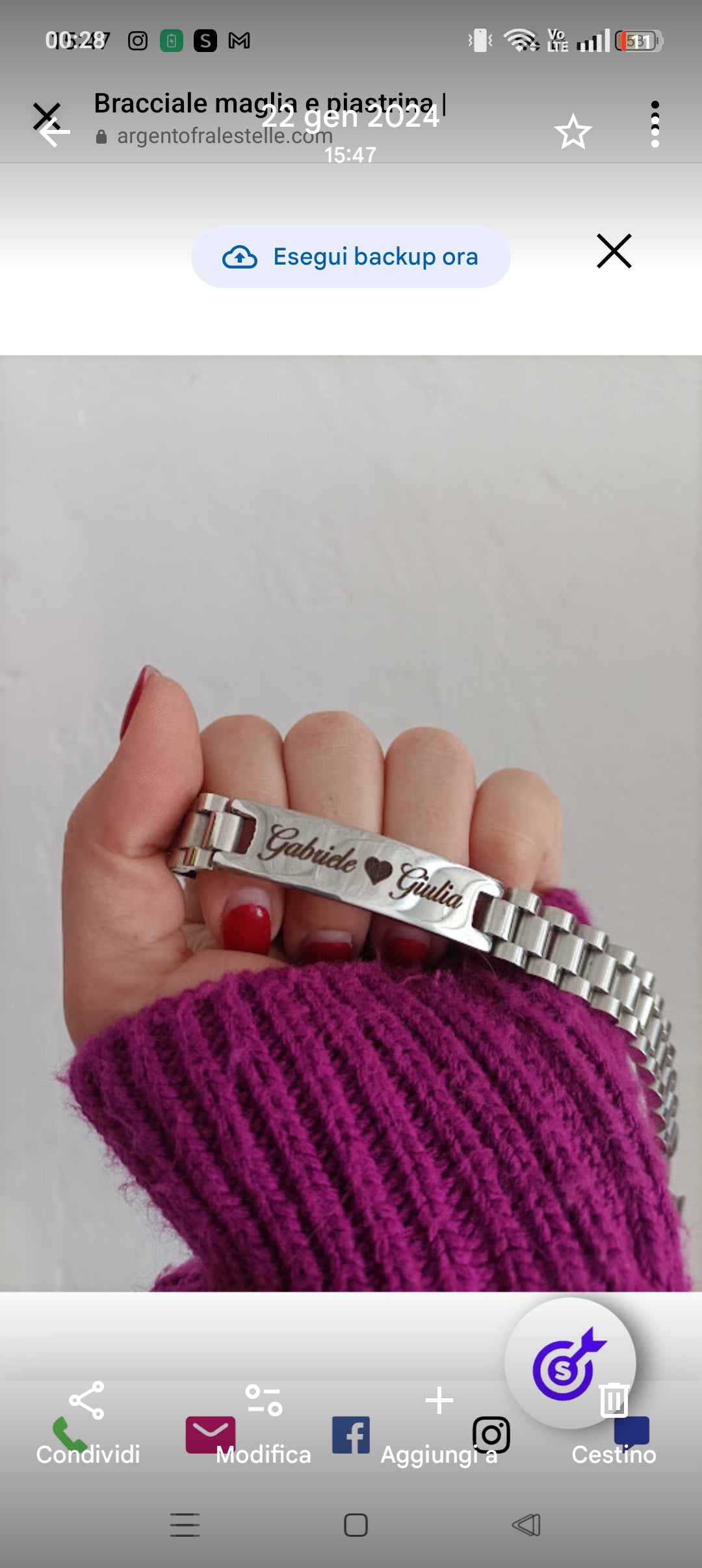 Bracciale uomo incisione personalizzata