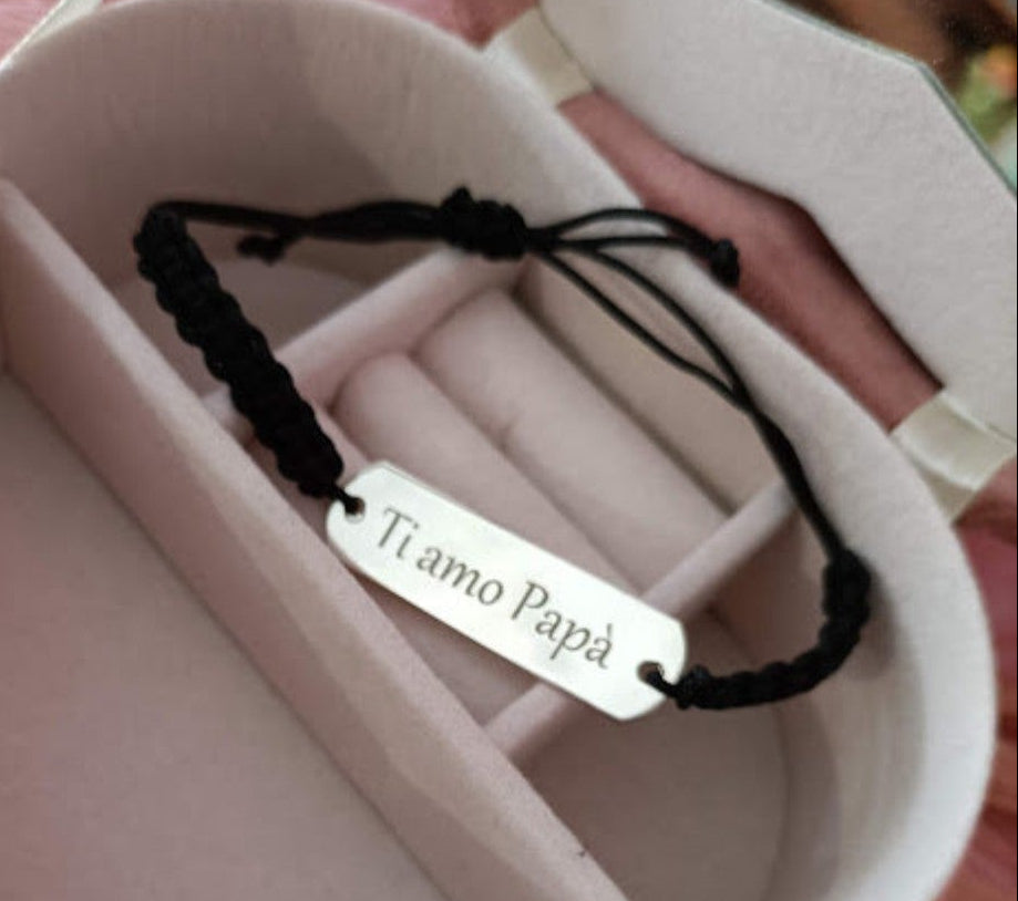 Bracciale unisex targhetta e cordino colorato
