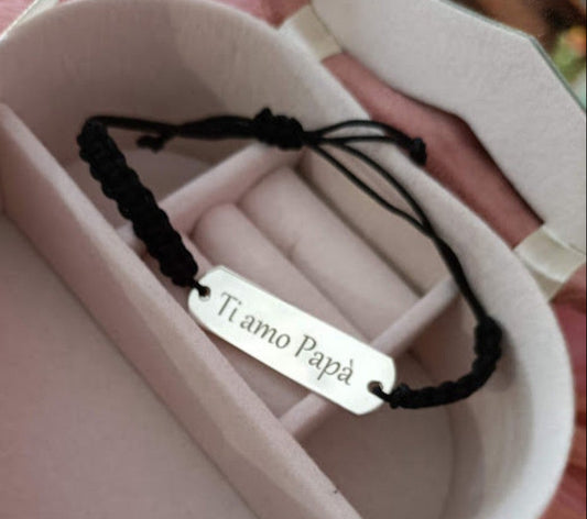 Bracciale unisex targhetta e cordino colorato