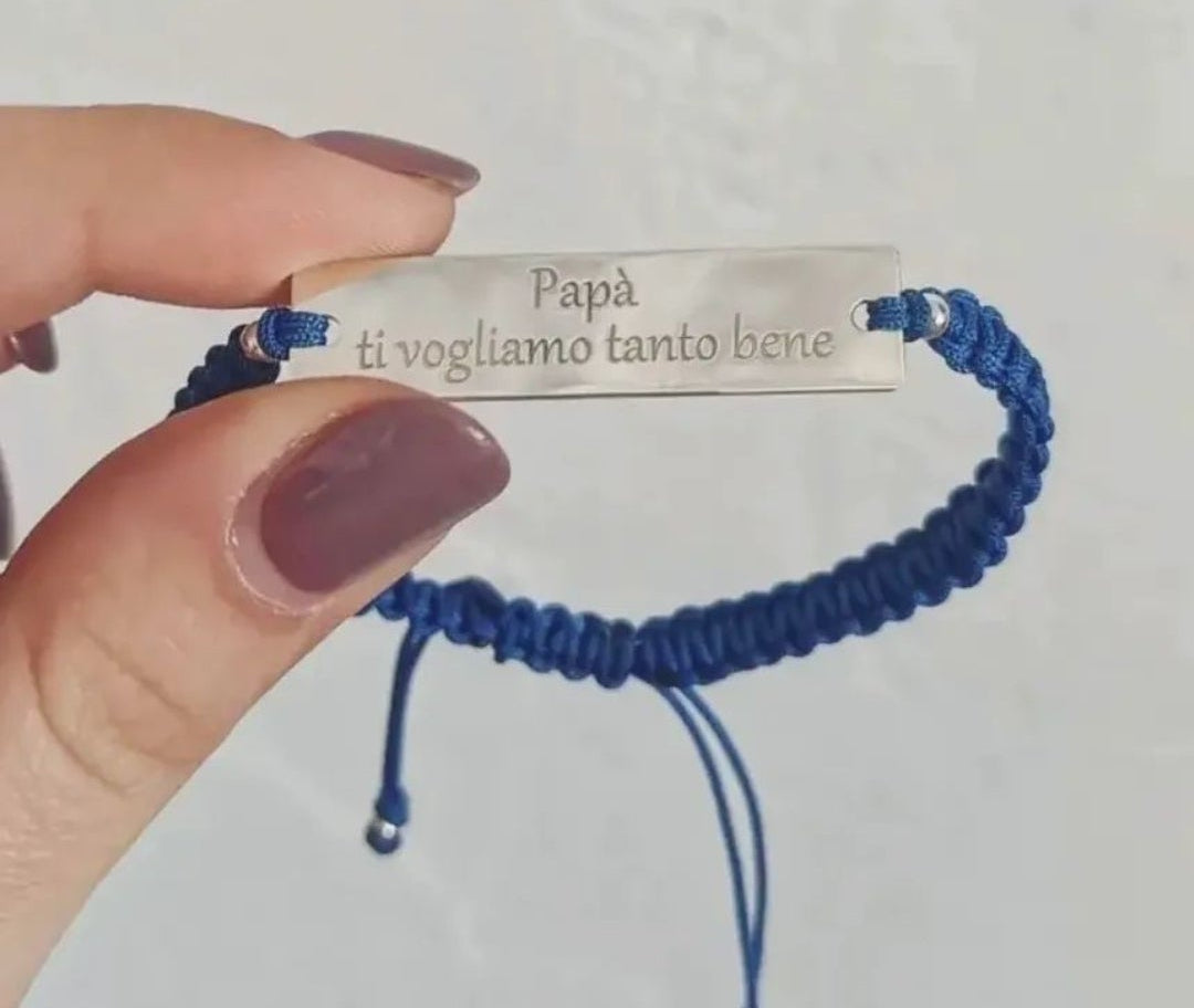 Bracciale unisex targhetta e cordino colorato