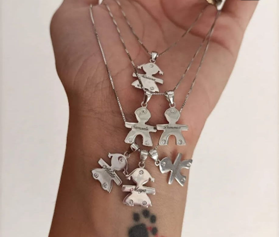 Collana catenina veneziana e bebè nome inciso