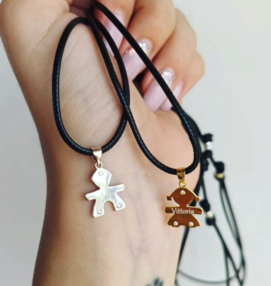Collana bebè nome e cordino colorato
