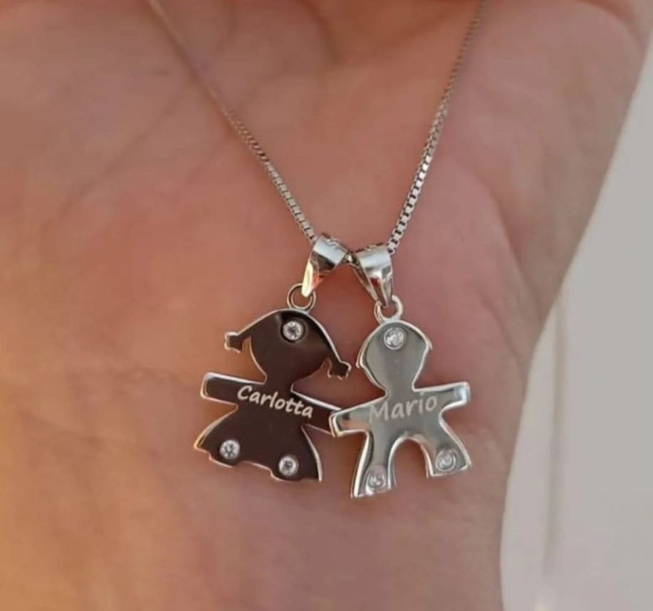 Collana catenina veneziana e bebè nome inciso