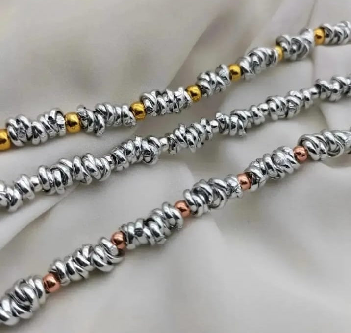 Bracciale nodini e sfere oro rosa