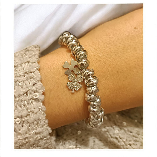 Bracciale nodini medi e quadrifogli