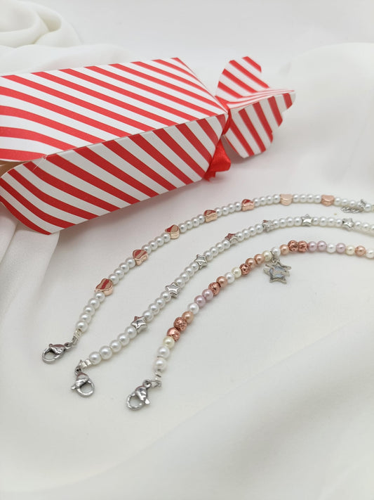 Bracciale perle di fiume con stelle ematite