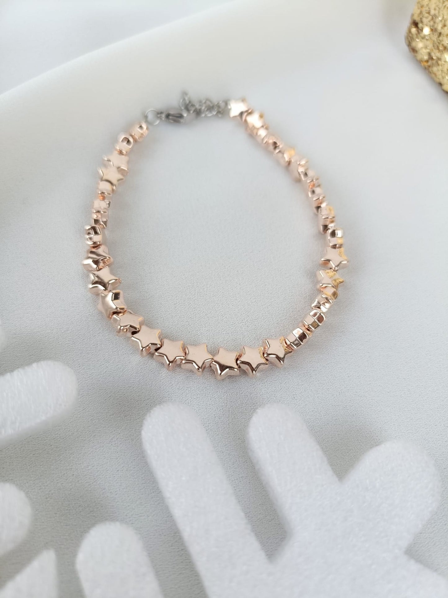 Bracciali stelle ematite oro rosa e argento