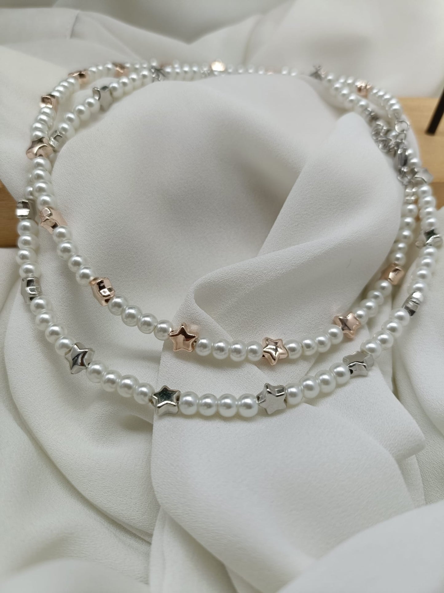 Collana perle di fiume con stelle