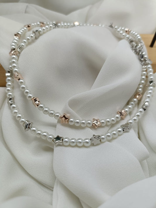 Collana perle di fiume con stelle