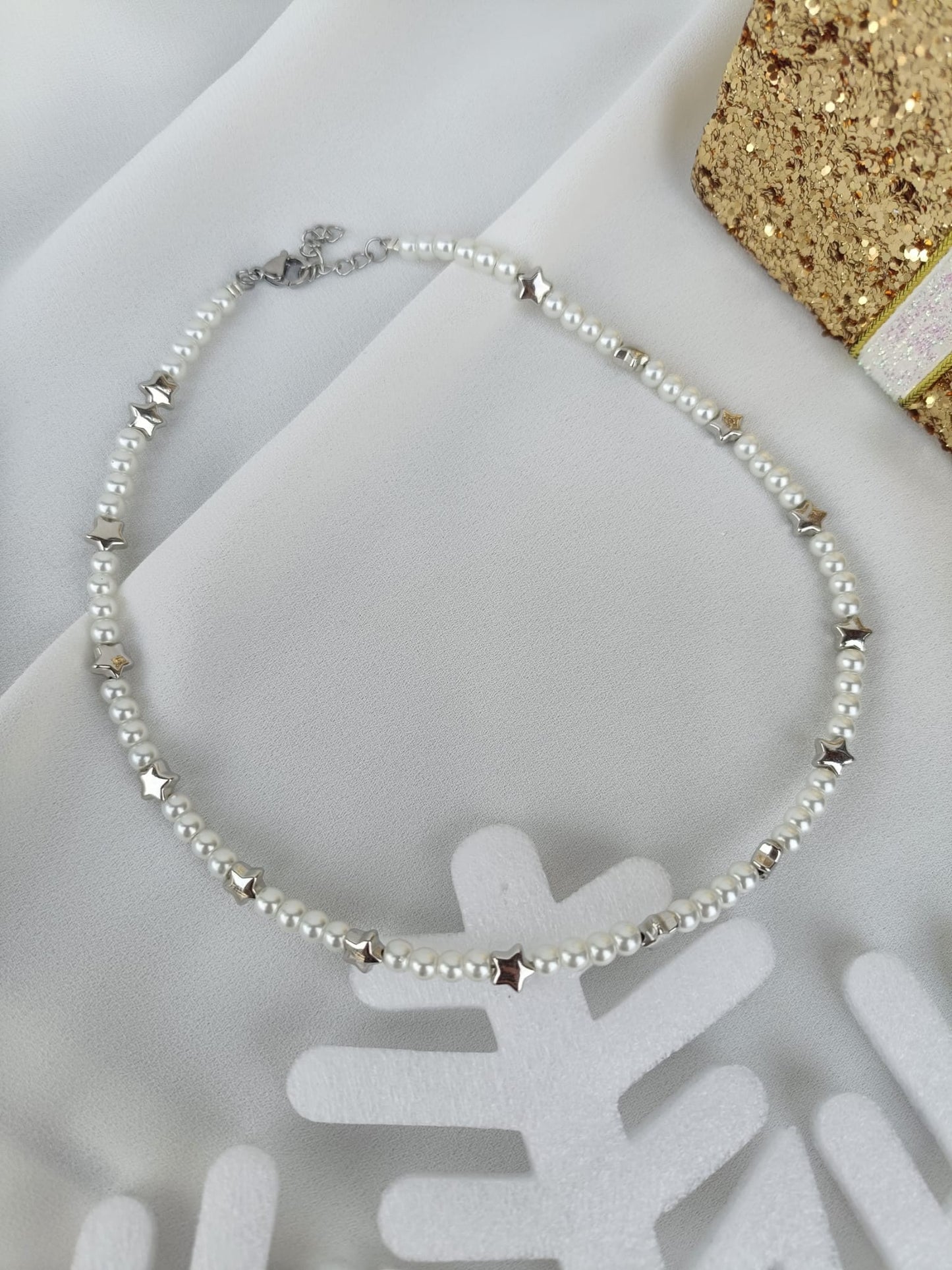 Collana perle di fiume con stelle