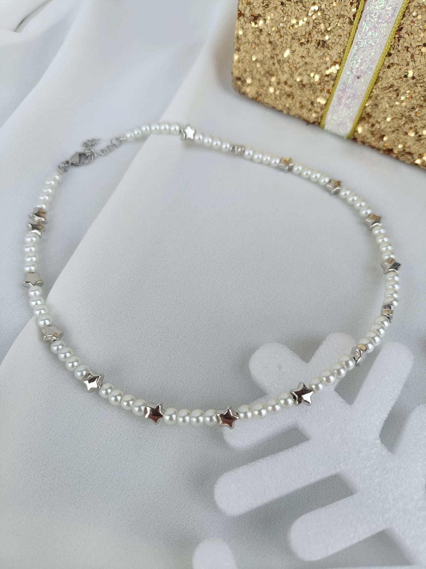 Collana perle di fiume con stelle