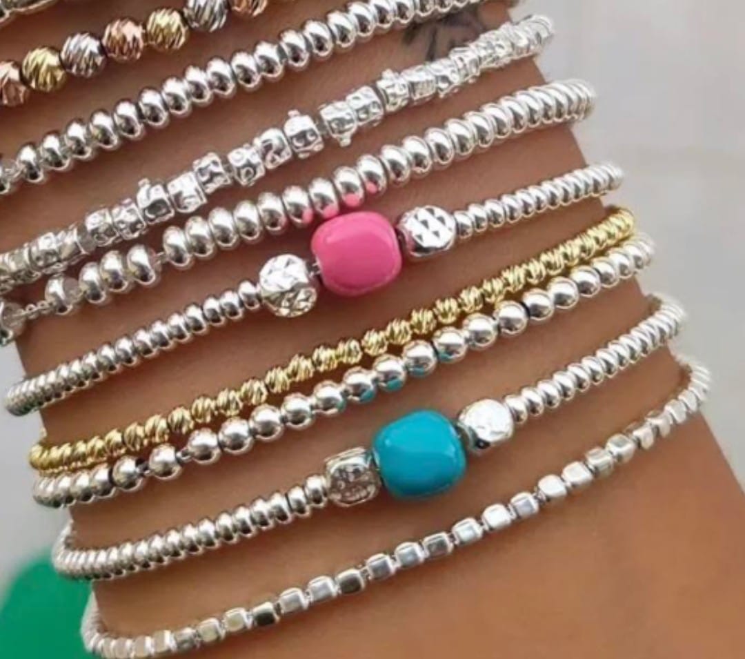 Bracciale mini rondelle e pietra dura