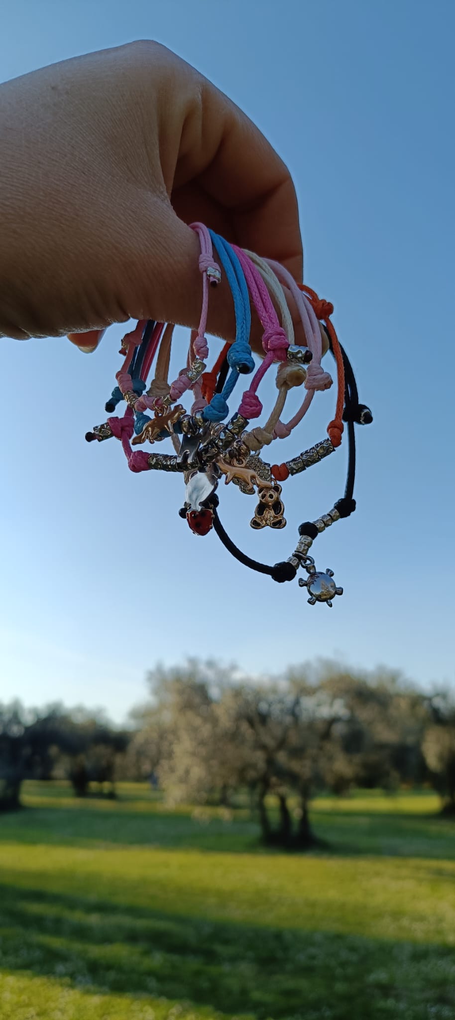 Bracciale cordino colorato granelli e tartaruga