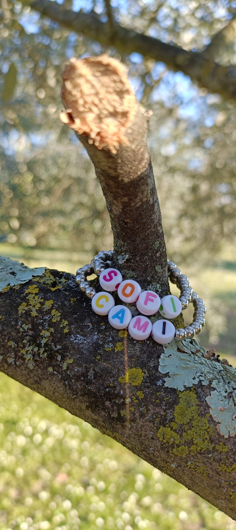 Bracciali baby con mini sfere e lettere