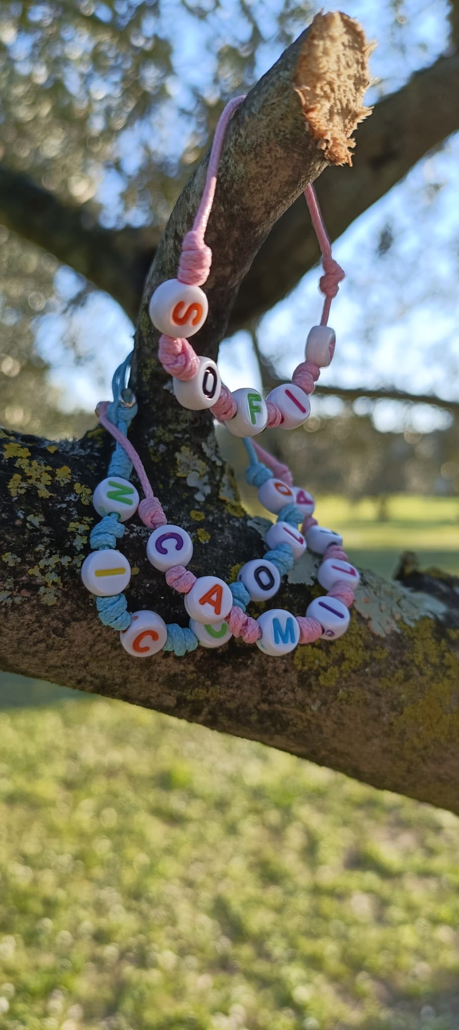 Bracciali baby con cordino e lettere