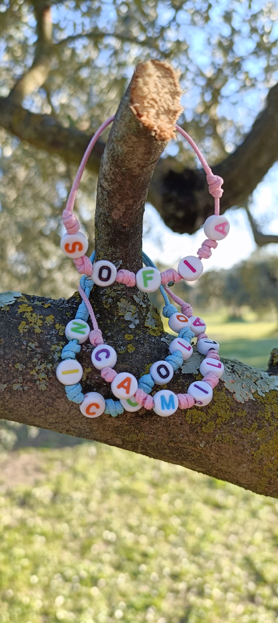 Bracciali baby con cordino e lettere