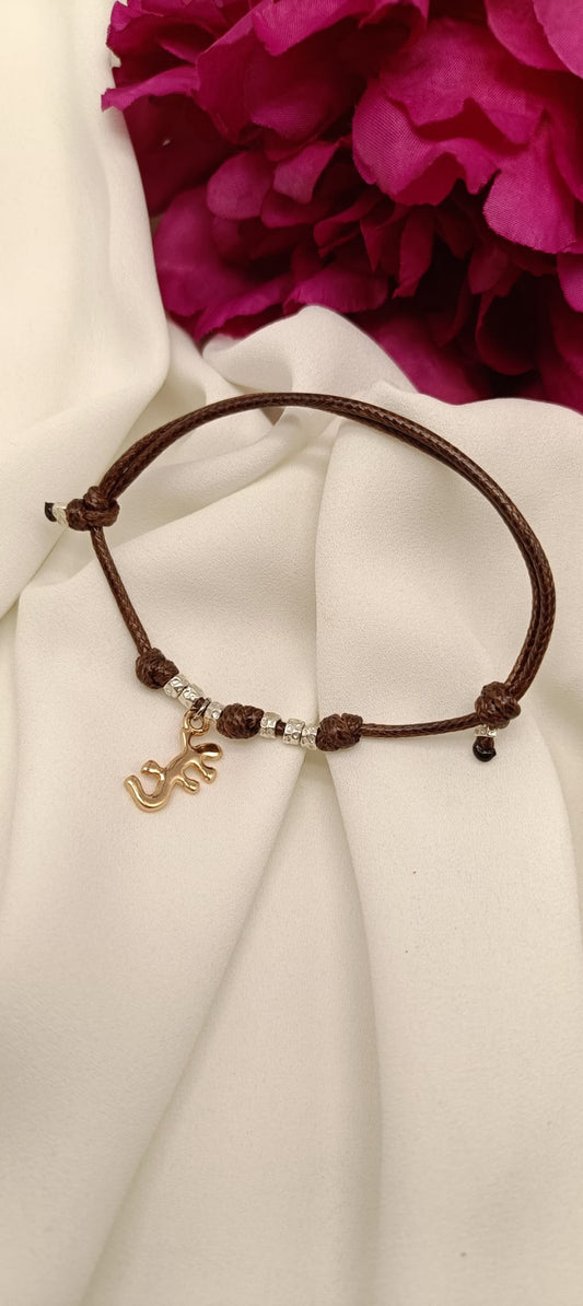 Bracciale cordino 6 granelli e lucertola
