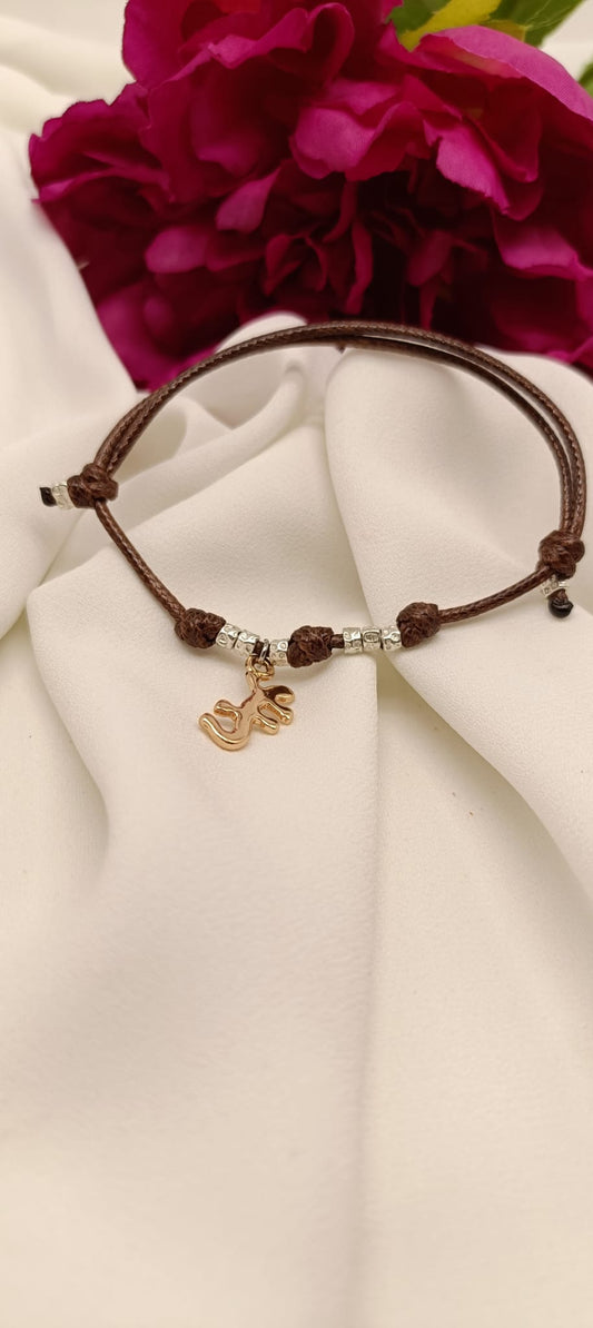 Bracciale cordino 6 granelli e lucertola