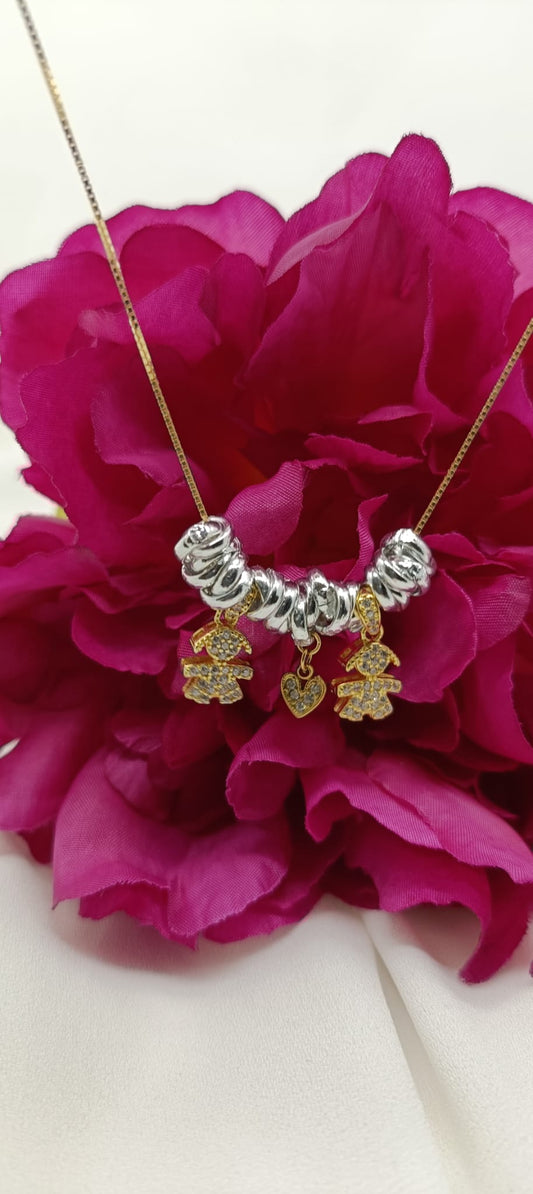 Collana doppio bebè e cuore