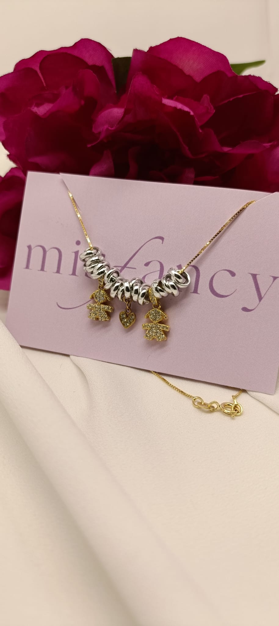 Collana doppio bebè e cuore