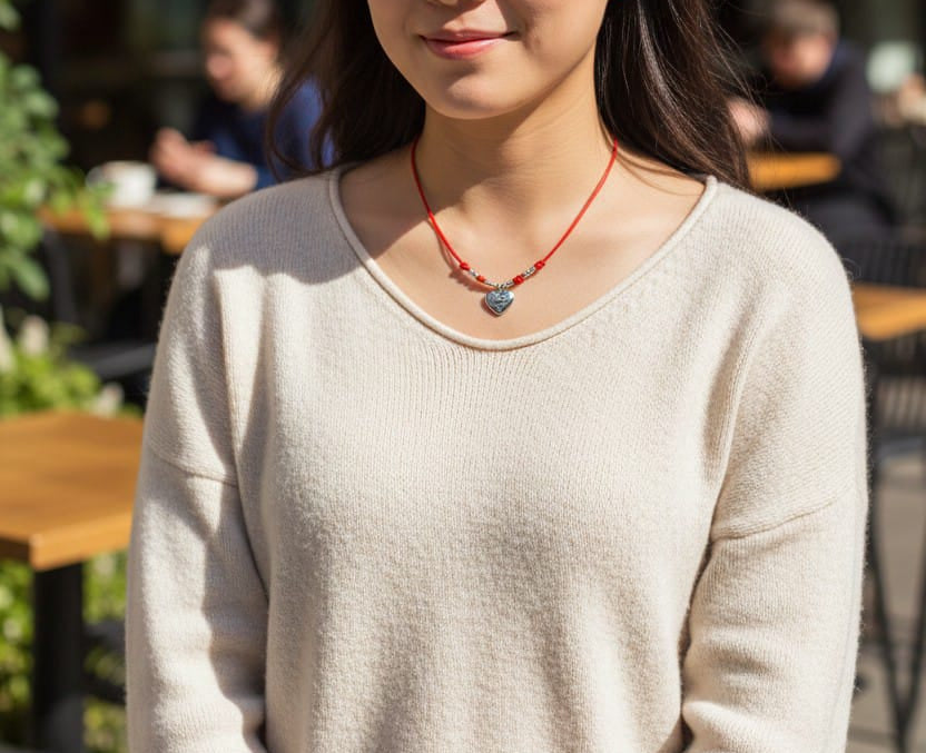 Collana cordino colorato, granelli e charm Mummy