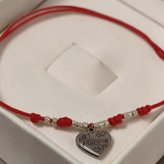 Collana cordino colorato, granelli e charm Mummy
