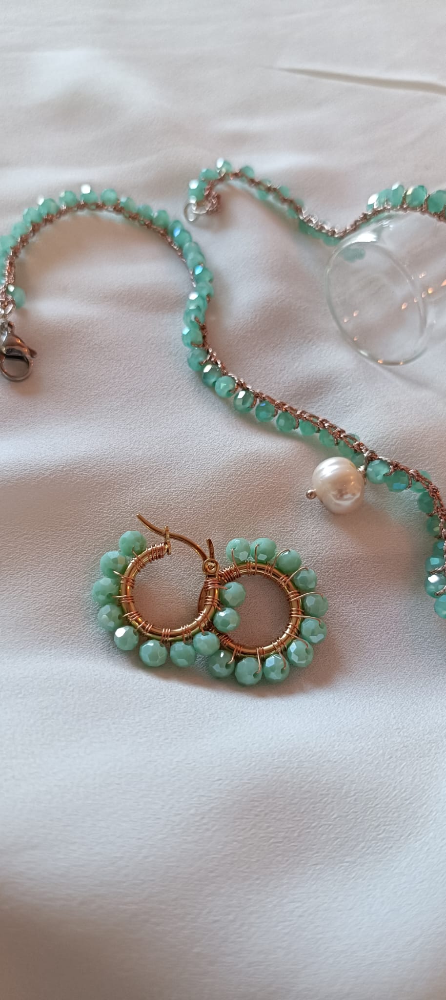 Cerchietti mini con cristalli verde tiffany