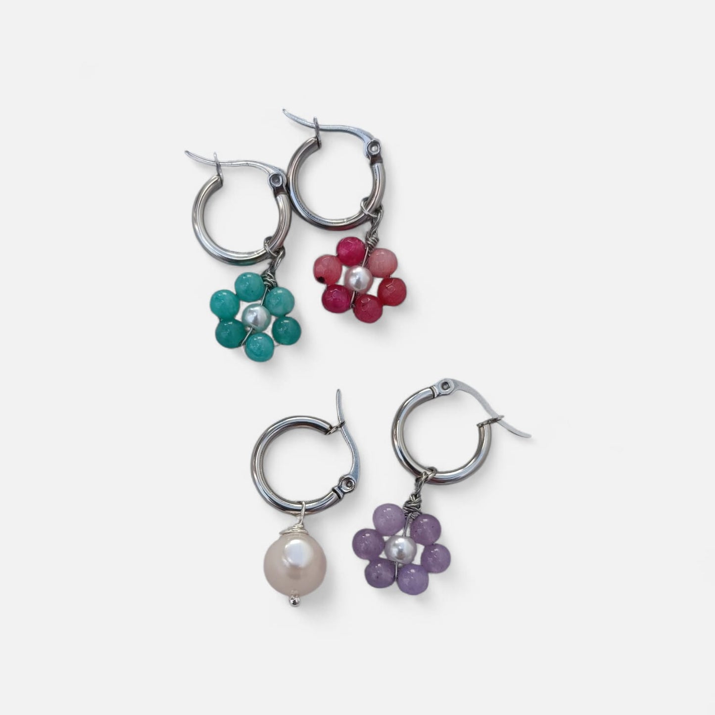 Mini cerchietti con fiori e perle