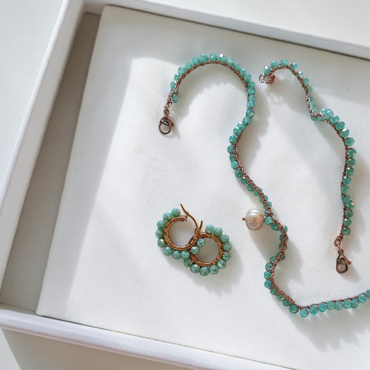 Collana cristalli verde tiffany