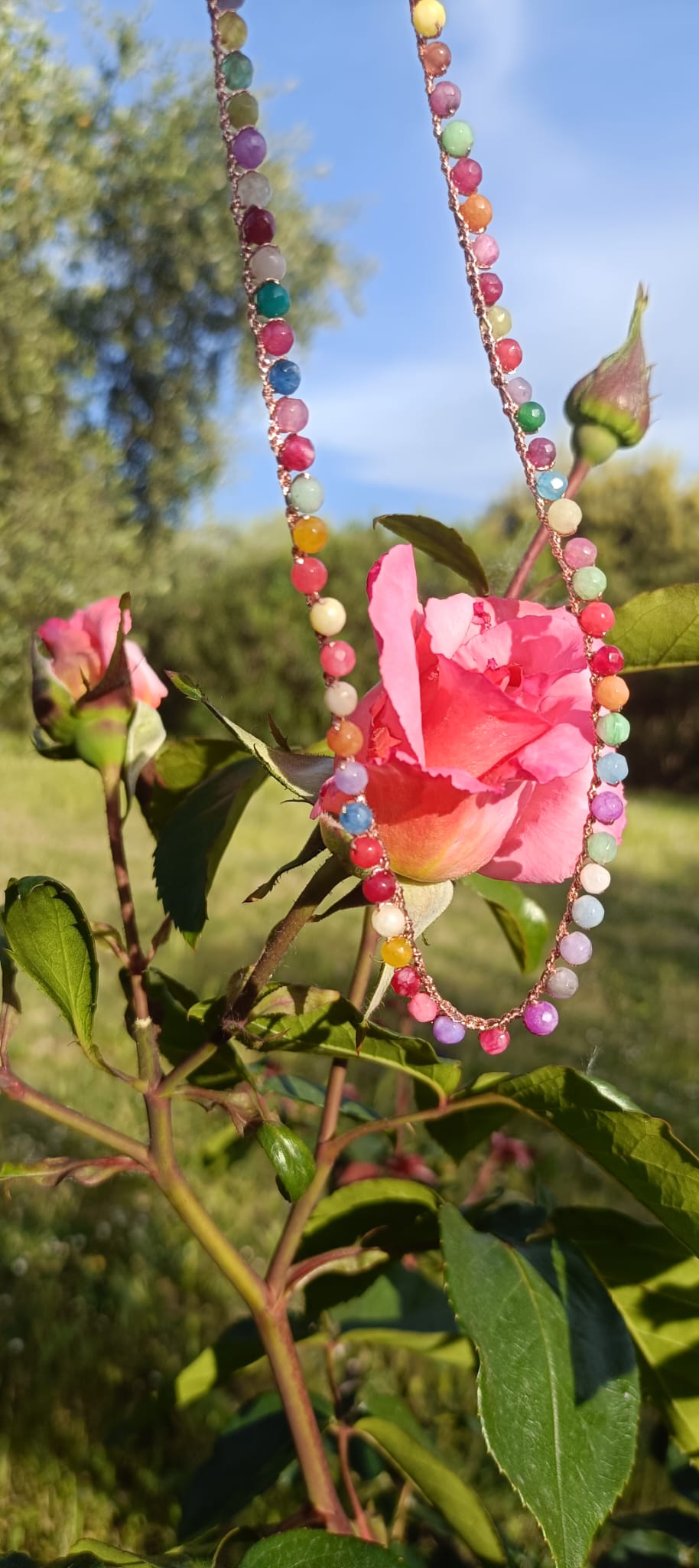 Collana con agate multicolore