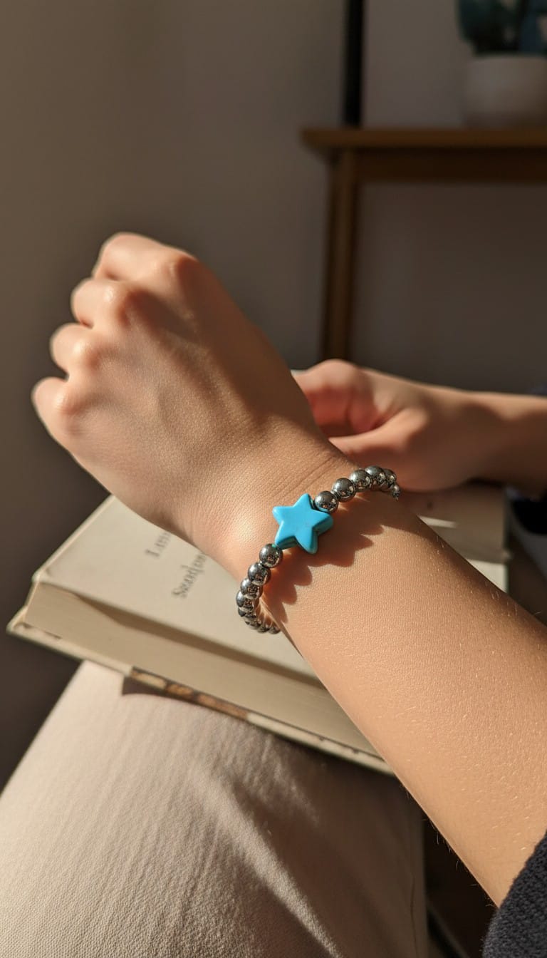 Bracciale sfere medie e stella turchese