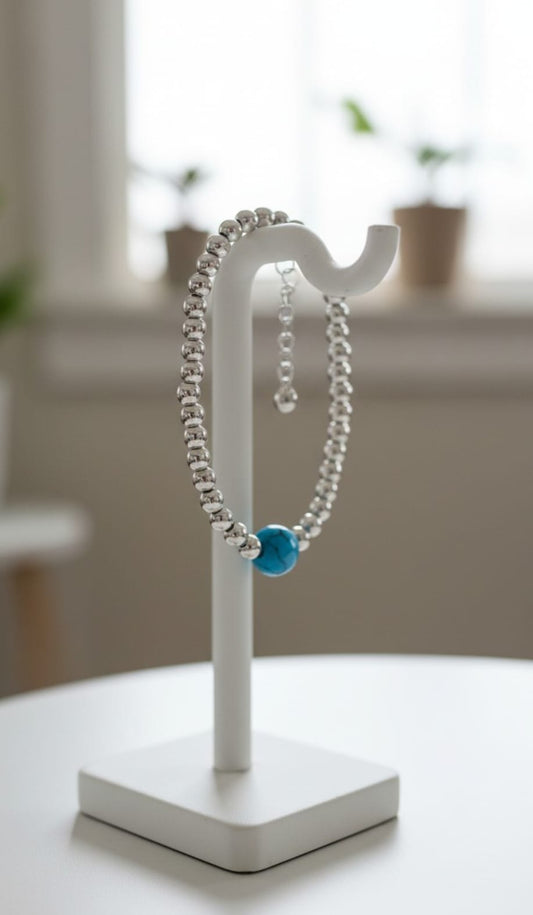 Bracciale sfere medie con pepita grande turchese