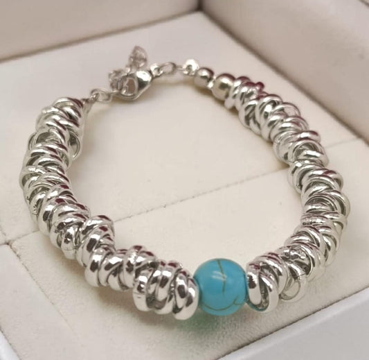 Bracciale nodini e pepita turchese