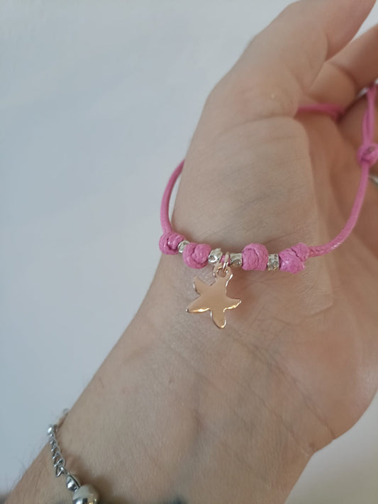 Collana cordino colorato con 4 granelli e stella