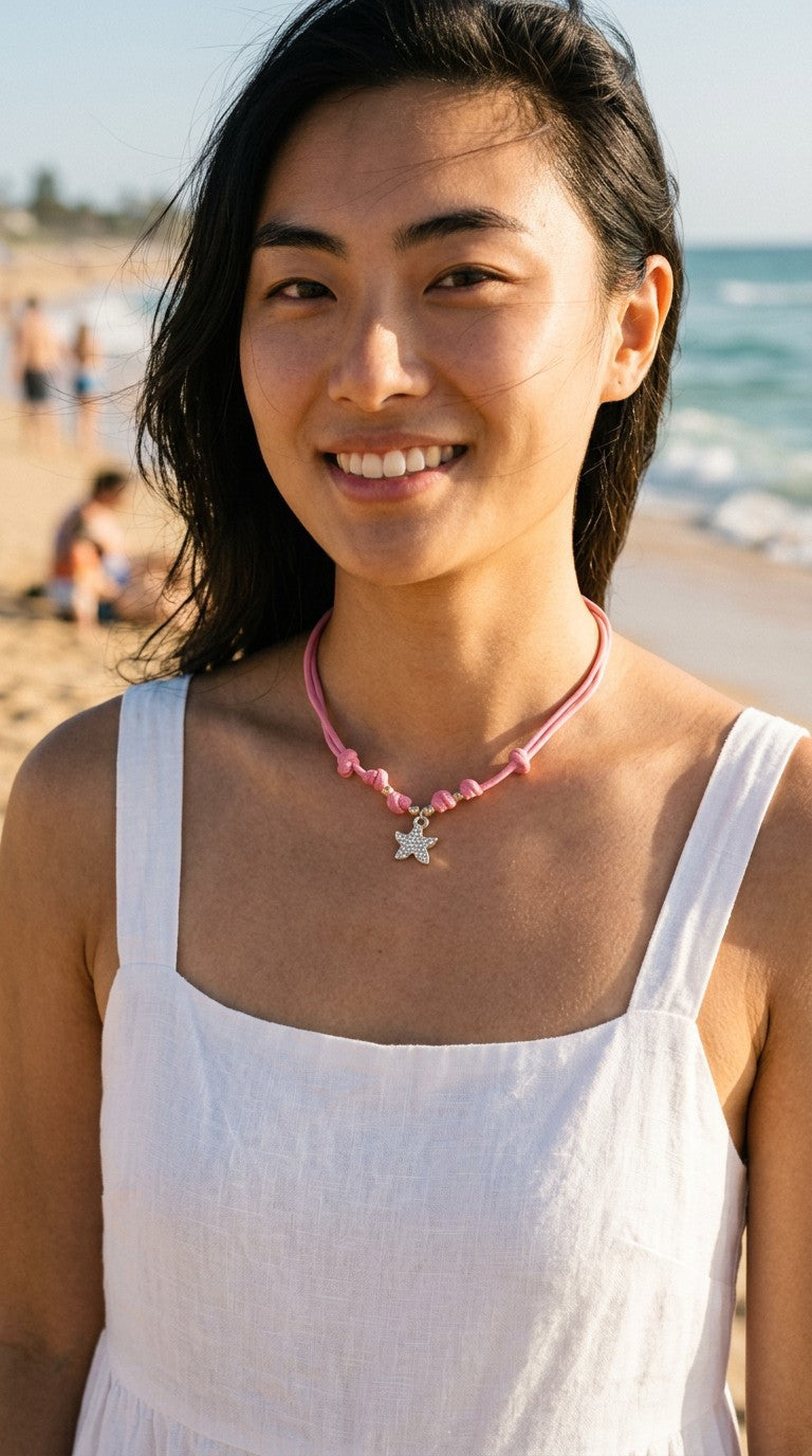 Collana granelli argento stella brillante