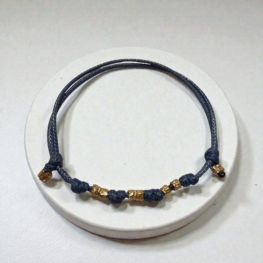 Bracciale cordino, 6 granelli argento 925