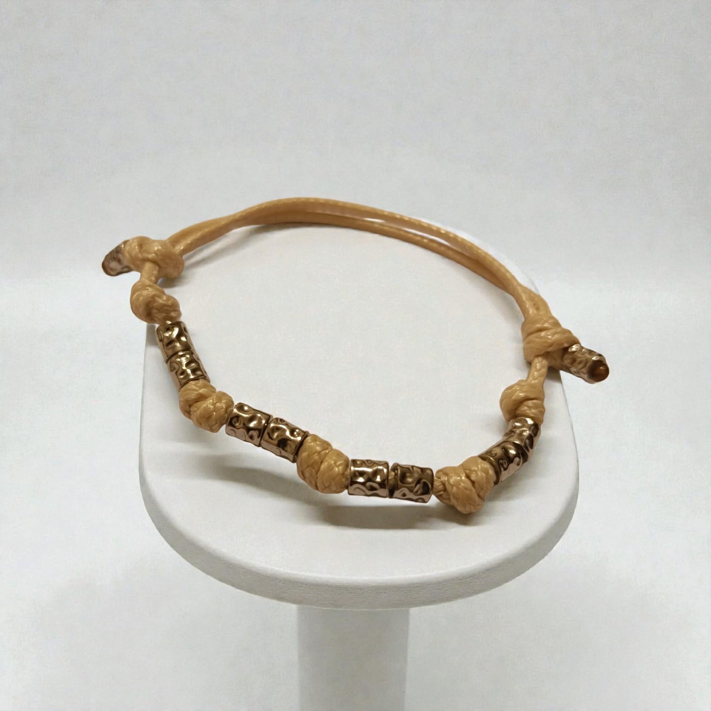 Bracciale cordino 8 granelli acciaio inossidabile