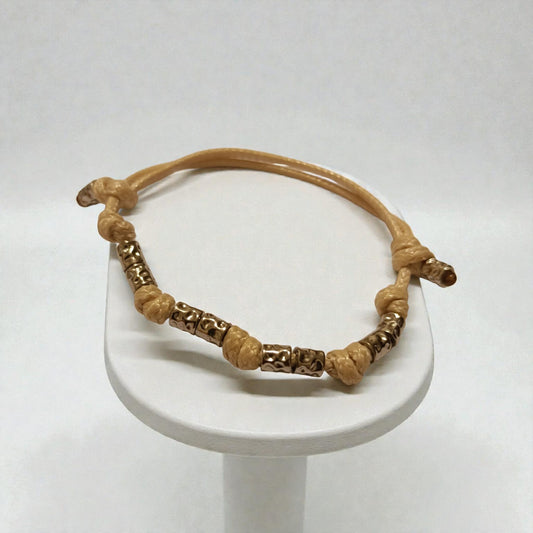 Bracciale cordino 8 granelli acciaio inossidabile